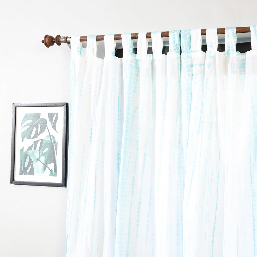 White - Set of 2 Shibori Tie-Dye Cotton Door Curtain (6.6 x 4 feet)