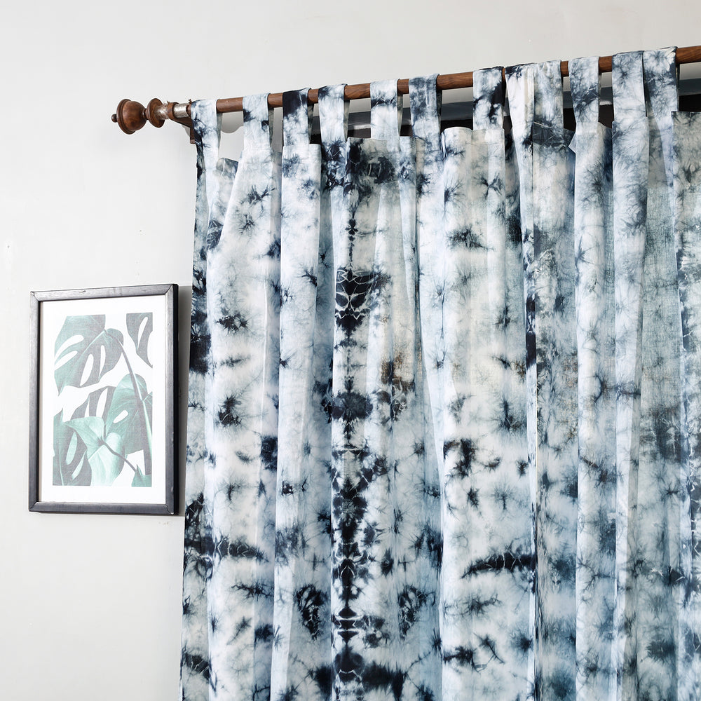 White - Set of 2 Shibori Tie-Dye Cotton Door Curtain (6.6 x 4 feet)