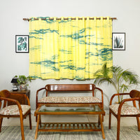 Yellow - Shibori Tie-Dye Cotton Window Curtain (5 x 3 feet) (Single Piece)