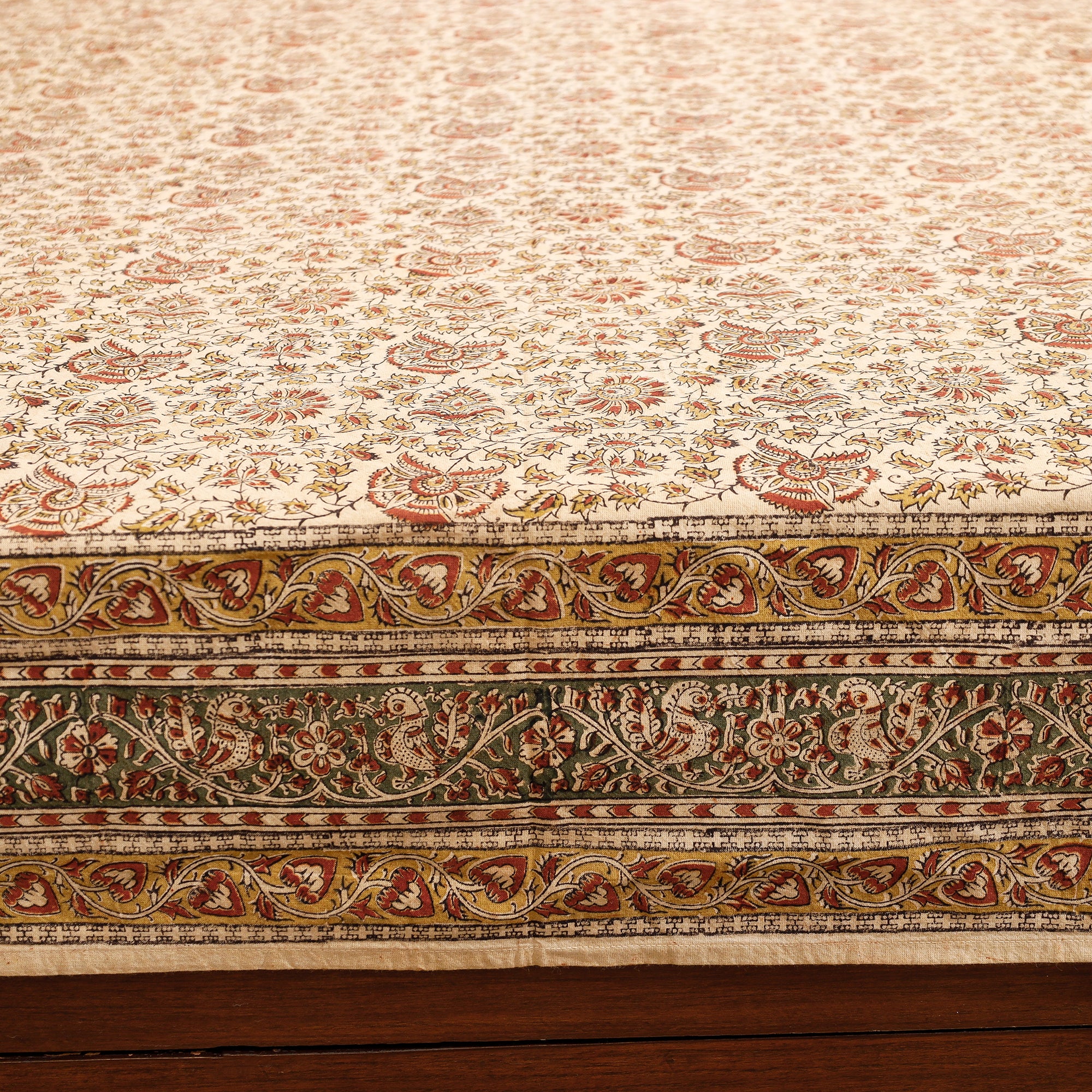  Pedana Kalamkari Block Printing Cotton Double Bed Cover Online at iTokri.com