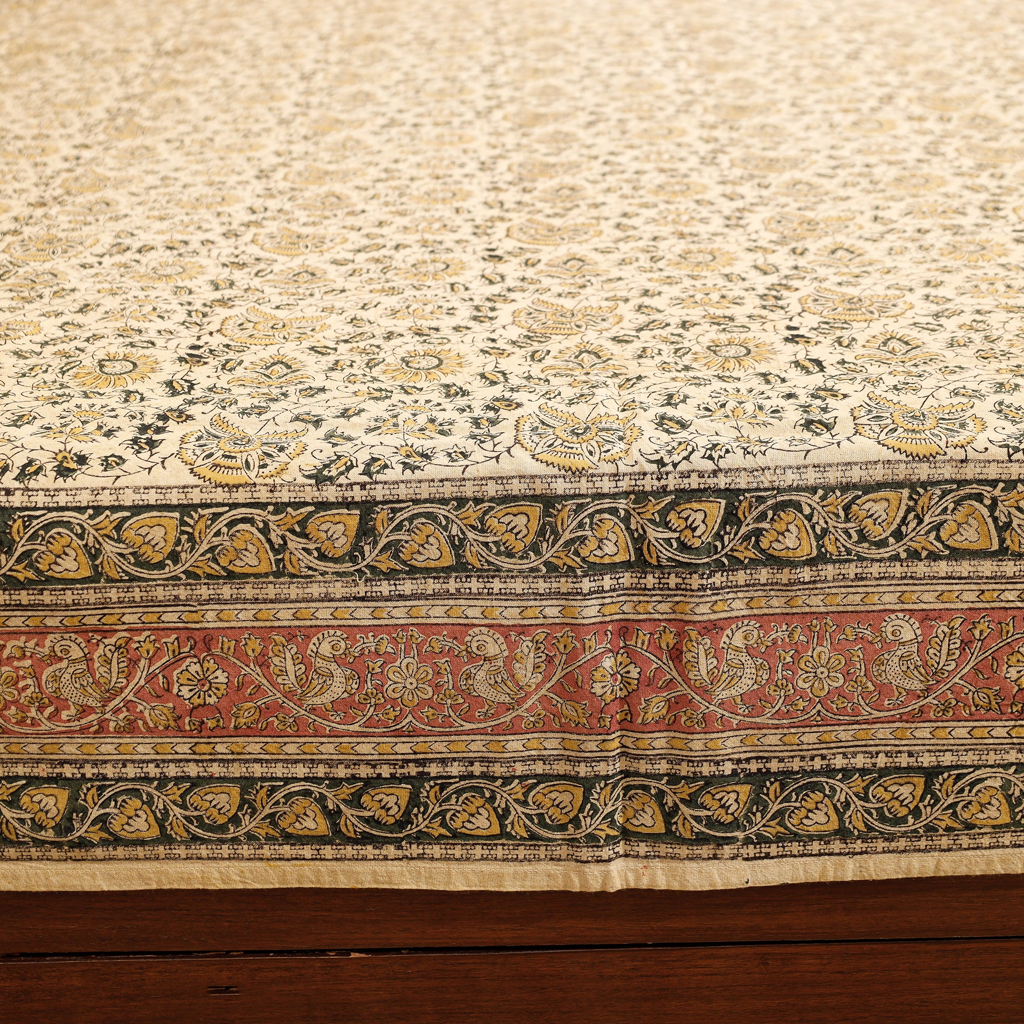 Buy Pedana Kalamkari Block Printing Cotton Double Bed Cover Online at iTokri.com