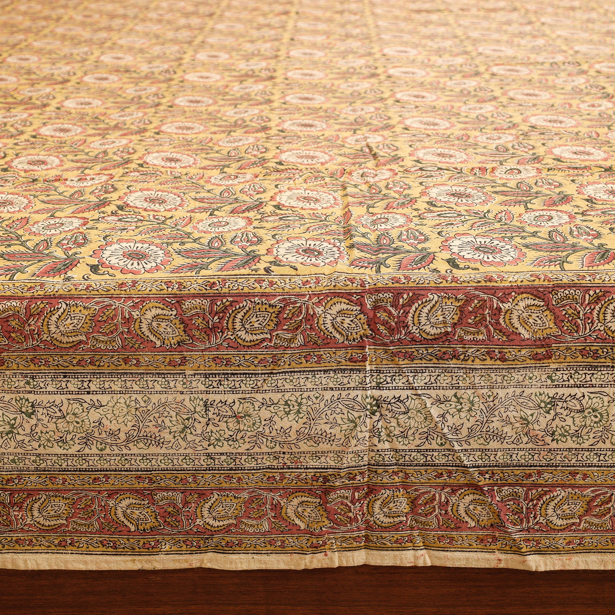 Buy Pedana Kalamkari Block Printing Cotton Double Bed Cover Online at iTokri.com