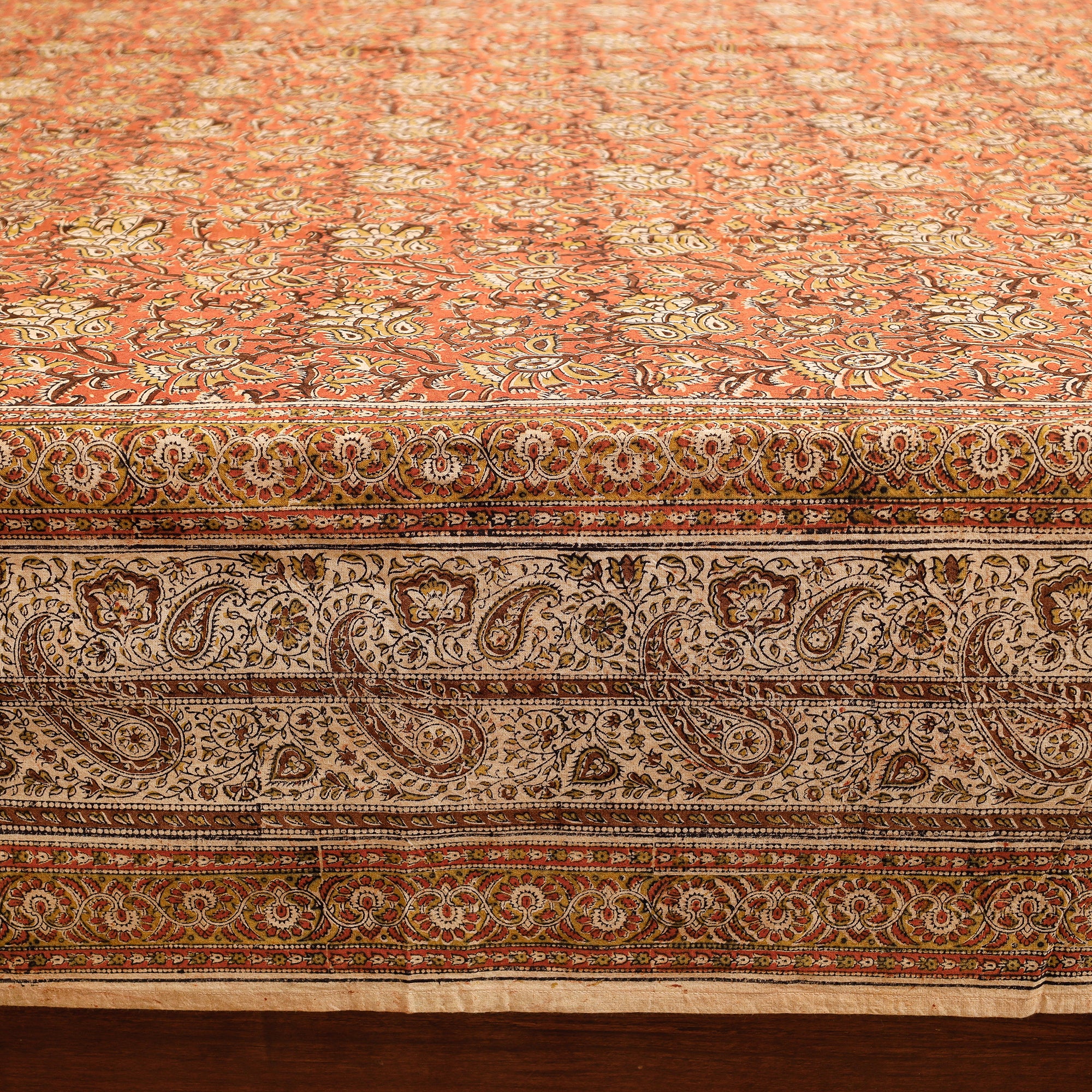  Pedana Kalamkari Block Printing Cotton Double Bed Cover Online at iTokri.com