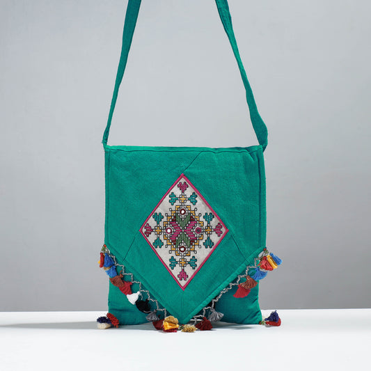 Soof Stitch Embroidery Pure Handloom Cotton Sling Flap Bag