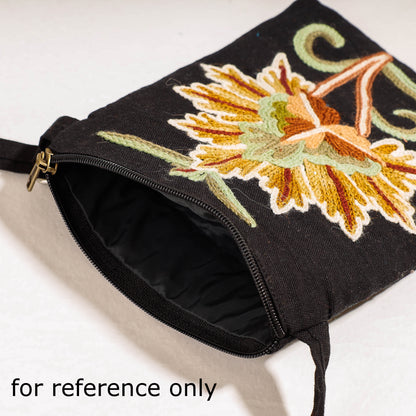 Black - Aari Hand Embroidery Cotton Duck Sling Bag