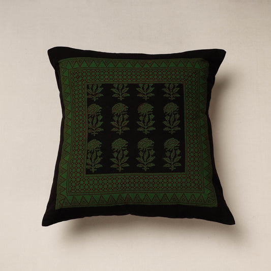 Green - Bagh Block Printed Cotton Cushion Cover (16 x 16 in)