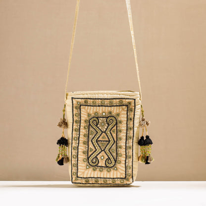 Beige - Kala Raksha Rabari Hand Embroidery Sling Bag
