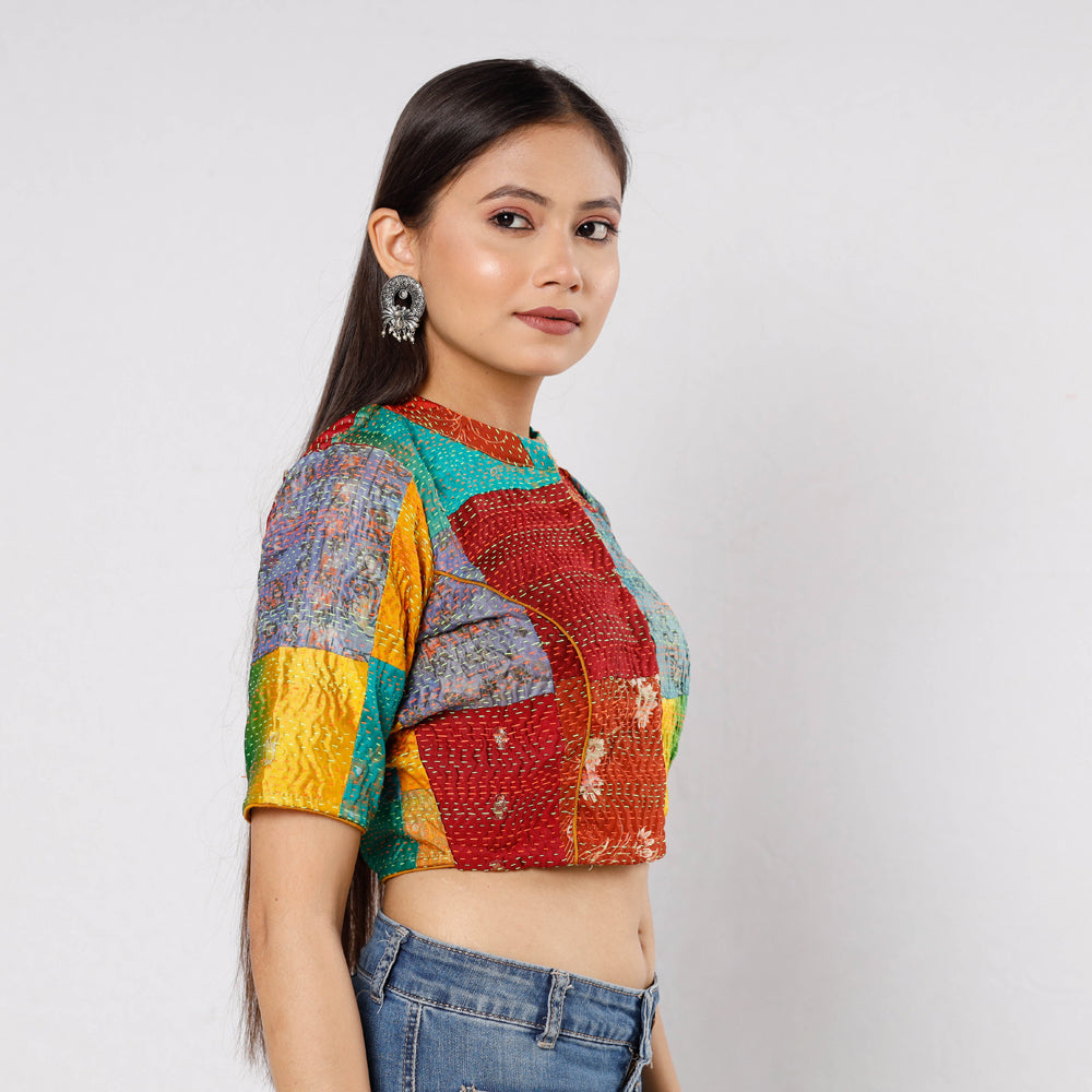 Kantha Embroidery Stitched Blouse
