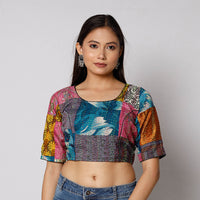 Multicolor - Kantha Embroidery Patchwork Silk Cotton Stitched Blouse