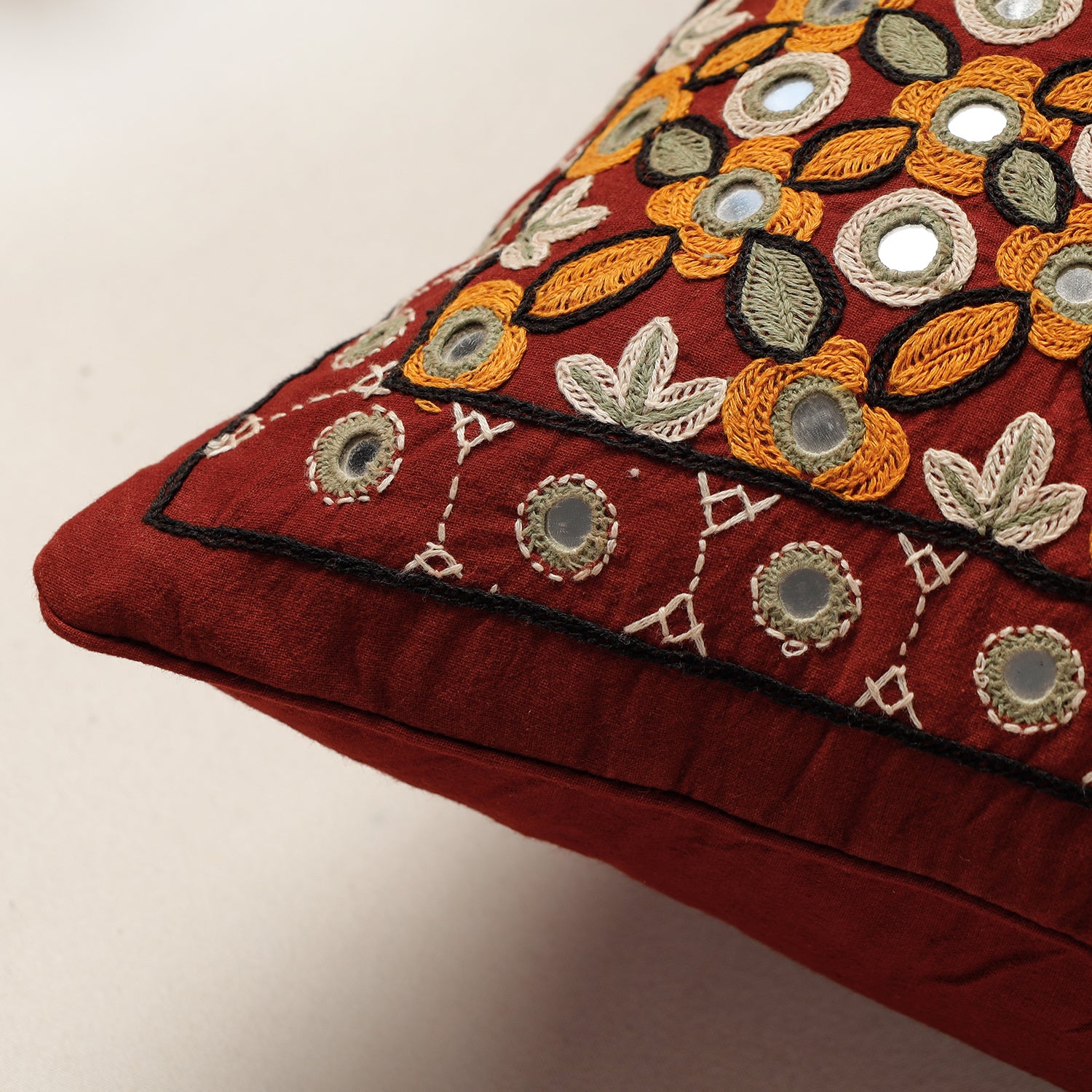  Kala Raksha Pakko Hand Embroidery Cotton Cushion Cover 