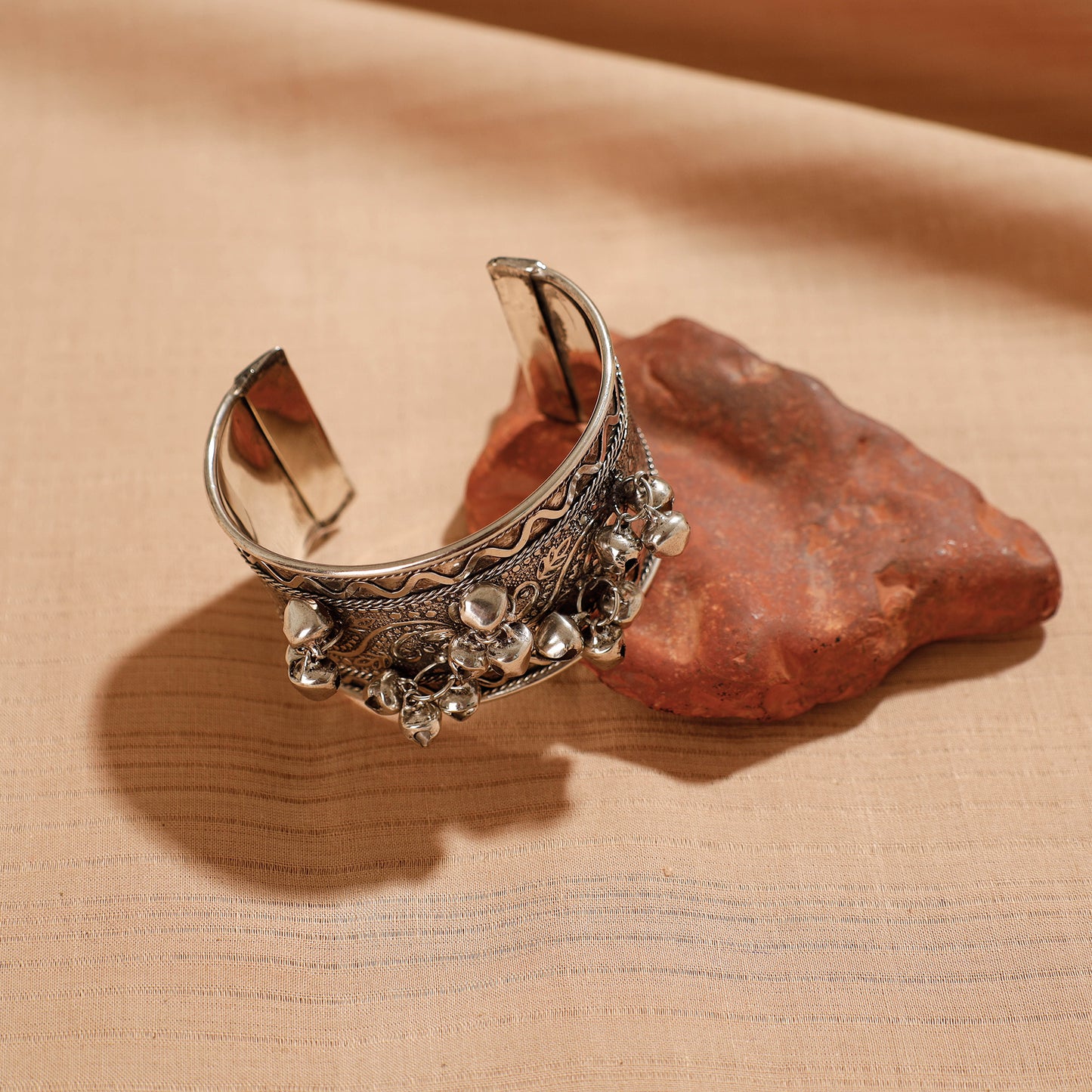 Antique Finish Oxidised German Silver Bangle / Cuff Bracelet (Adjustable)