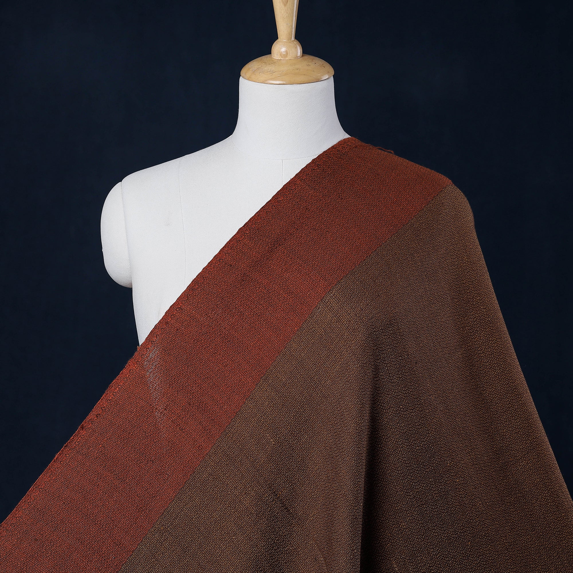 Brown - Kumaun Handwoven Pure Merino Woolen Fabric