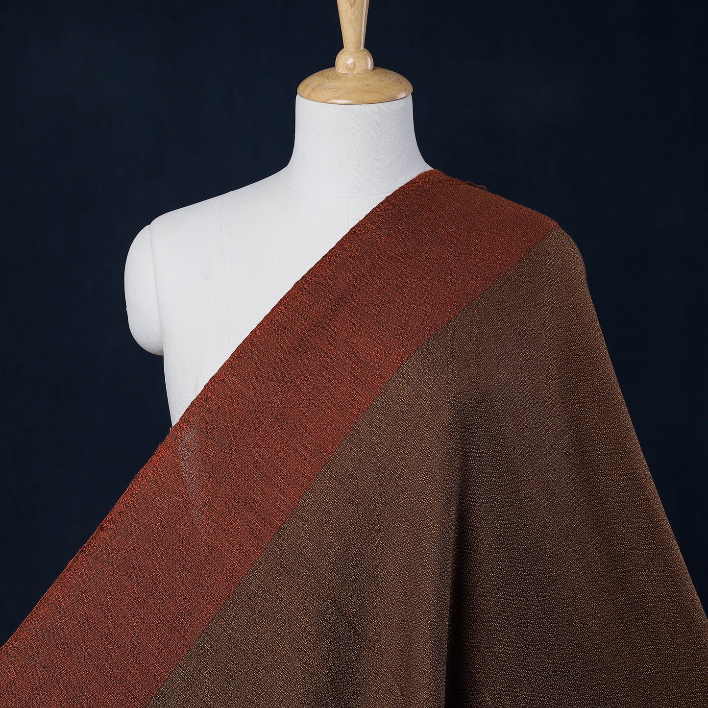 Brown - Kumaun Handwoven Pure Merino Woolen Fabric