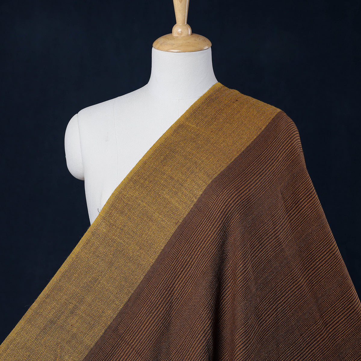 Brown - Kumaun Handwoven Pure Merino Woolen Fabric