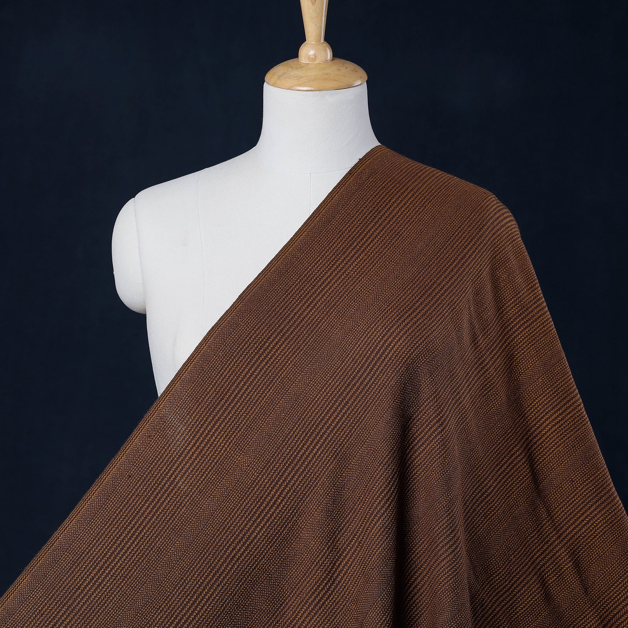 Brown - Kumaun Handwoven Pure Merino Woolen Fabric