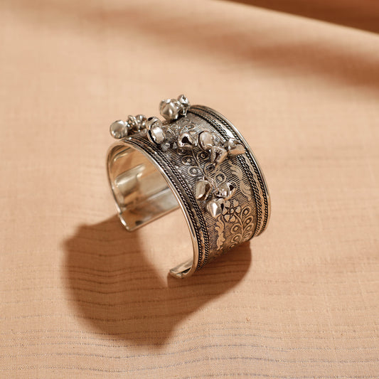 Antique Finish Oxidised German Silver Bangle / Cuff Bracelet (Adjustable)