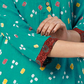 Buy Bandhani Tie-dye Cotton Long Straight Kurta for Women