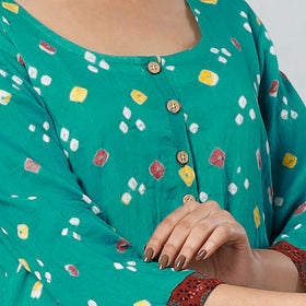 Buy Bandhani Tie-dye Cotton Long Straight Kurta for Women