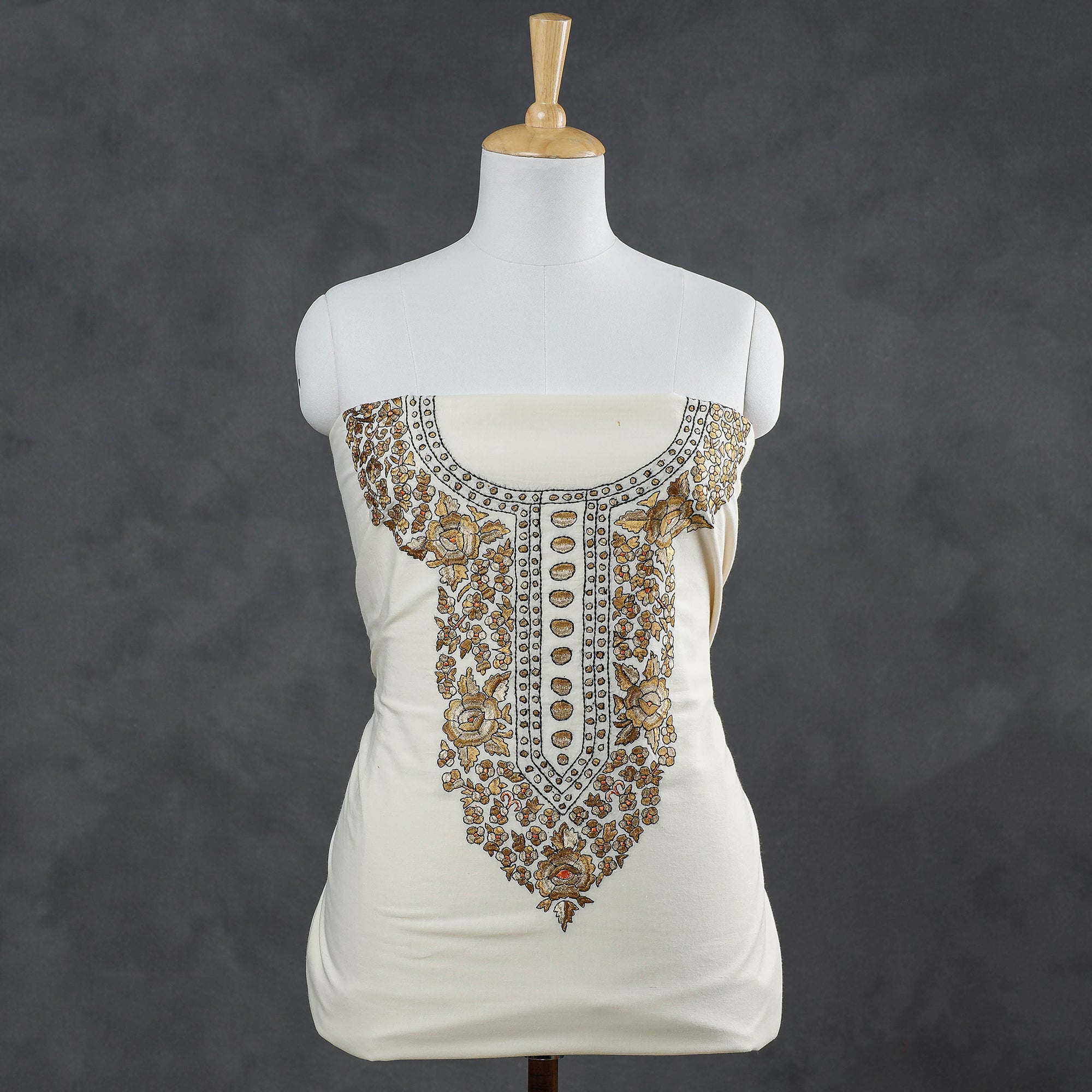  Kashmiri Kashidakari Hand Embroidered Cotton Kurta Material 