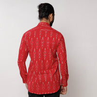 Red - Pochampally Ikat Pure Cotton Men Full Sleeve Shirt