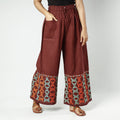 Brown - Cotton Bengal Kantha Embroidery Palazzo