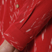 Red - Pochampally Ikat Pure Cotton Men Full Sleeve Shirt