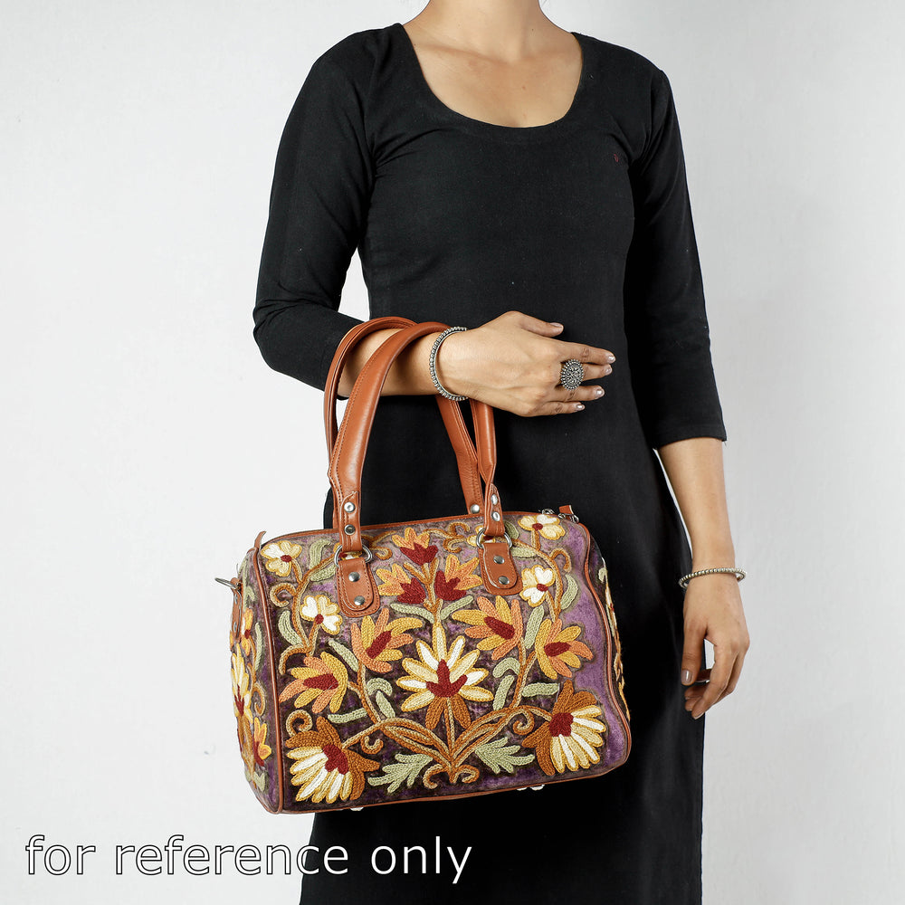 Multicolor - Original Chain Stitch Embroidery Leather & Velvet Hand Bag