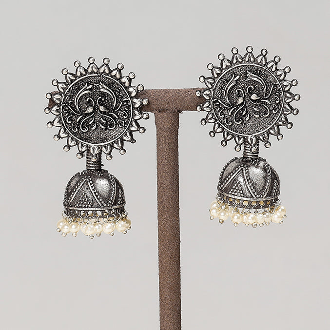 silver oxidised earrings