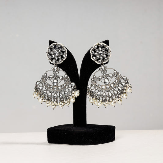 Antique Finish Oxidised German Silver Beadwork Earrings