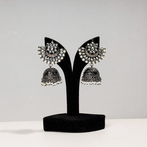 Antique Finish Oxidised German Silver Beadwork Earrings