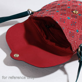  Handcrafted Kantha Embroidery Cotton & Embossed Leather Sling Bag 