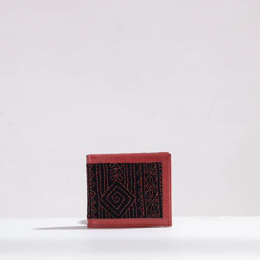 Handcrafted Kantha Embroidery Silk & Leather Unisex Wallet