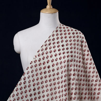 White - Tiny Bootis Sanganeri Block Printing Handwoven Kutch Woolen Fabric