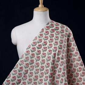 Pink - Sanganeri Block Printing Handwoven Kutch Woolen Fabric