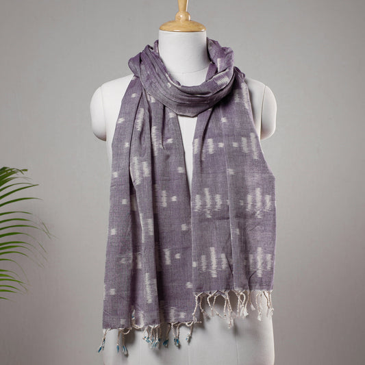 Purple - Maniabandha Ikat Handloom Cotton Stole with Tassels