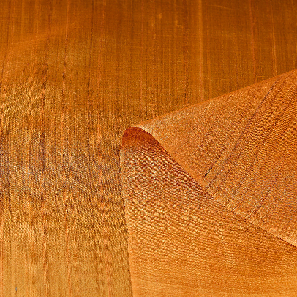 Orange Bhagalpuri Handwoven Pure Desi Tussar Silk Fabric 