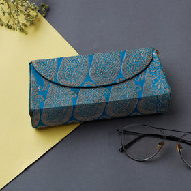 Blue Brocade Silk Fabric Embellished Spectacle Case