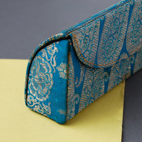 Blue Brocade Silk Fabric Embellished Spectacle Case