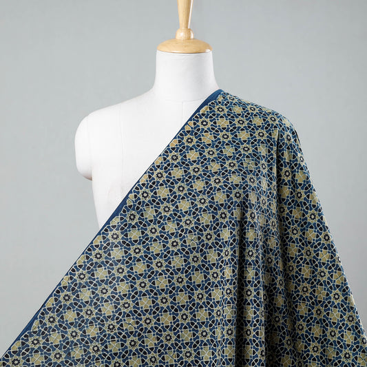 Multicolor - Complicate Blue Pattern Ajrakh Hand Block Printed Cotton Fabric