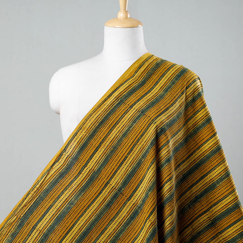 Yellow - Ajrakh Block Printed Cotton Fabric 01