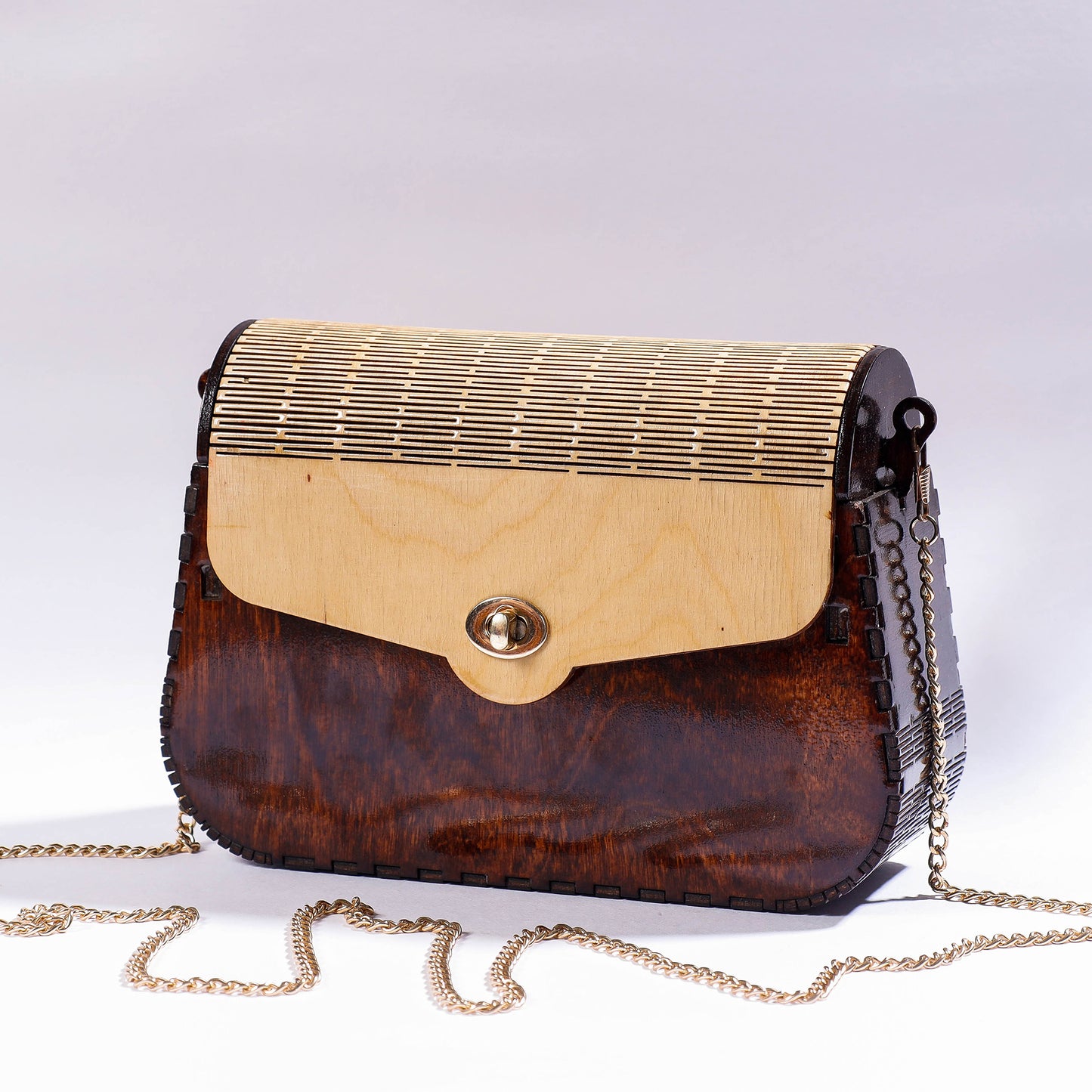 Brown - Handcrafted Birch Wooden Sling Bag