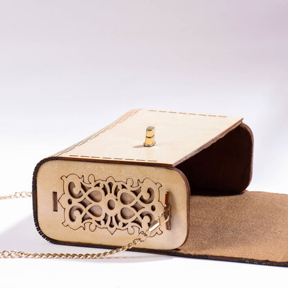 Beige - Handcrafted Birch Wooden Sling Bag