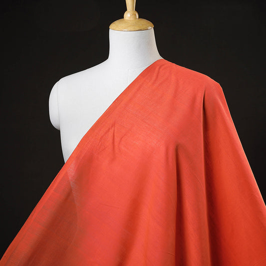Reddish Orange Original Mangalagiri Handloom Cotton Fabric