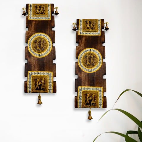 Dhokra & Warli Handpainted Mango Wooden Wall Hangings (Set of 2)