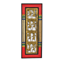 Dhokra Work & Warli Handpainted Vertical Pine Wooden Wall Frame