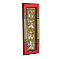 Dhokra Work & Warli Handpainted Vertical Pine Wooden Wall Frame