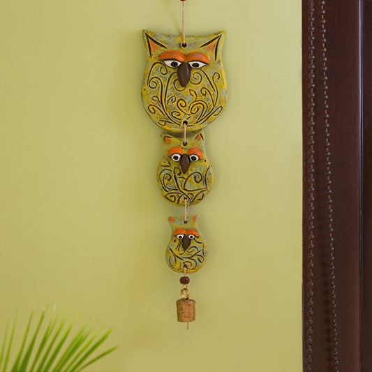 'The Owl Ménage'  Handmade & Handpainted Terracotta Decorative Wall Hanging