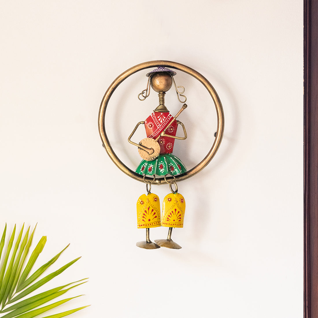 'Rajasthani Veena Artist' Handmade & Handpainted Wall Décor Hanging In Iron