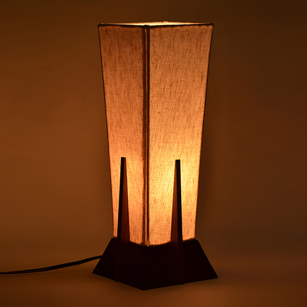 Pyramid Table Lamp In Sheesham Wood (14 Inch)