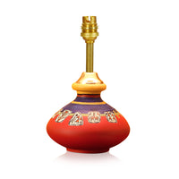 'Warli In Light' Handpainted Pot Shaped Round Table Lamp In Terracotta